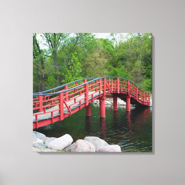 Rote Brücke über Wasser Leinwanddruck (Vorderseite)