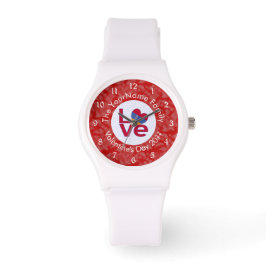 Rote Buchstaben in Armenien LIEBE Weiß auf Rot Armbanduhr