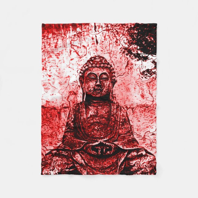 Rote Buddha-Schmutz-Kunst-Decke Fleecedecke (Vorderseite)