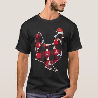 Rote Buffalo-Kariert Hühnerfarmer Weihnachten Pyja T-Shirt
