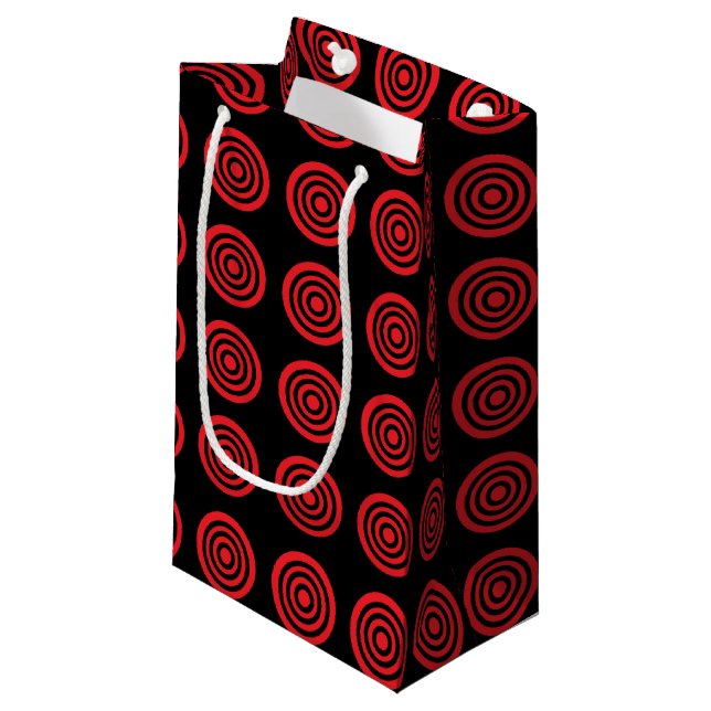 Rote Bullaugen-Schwarz-Geschenk-Tasche Kleine Geschenktüte (Vorderseite Schrägansicht)