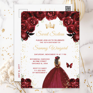 Rote Burgunder-Braunhaar-Prinzessin Sweet Sixteen Postkarte
