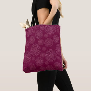 ROTE BURGUNDERBLUMEN UND PUNKTEN TASCHE