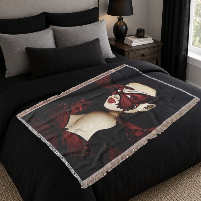 Rote Butterfly-Masquerade-Frau Gothic Fantasy Decke (Von Creator hochgeladen)