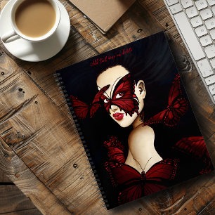 Rote Butterfly-Masqueraden-Frau Gothic Fantasy Notizbuch