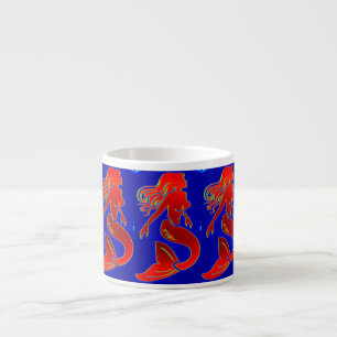rote Button-oben Meerjungfrauen blau Espressotasse