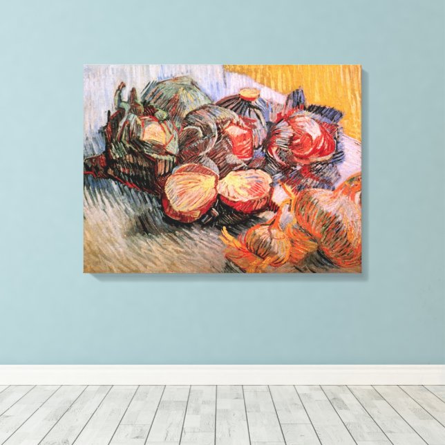 Rote Cabbages und Onions von Vincent van Gogh Leinwanddruck (Insitu (Holzboden))