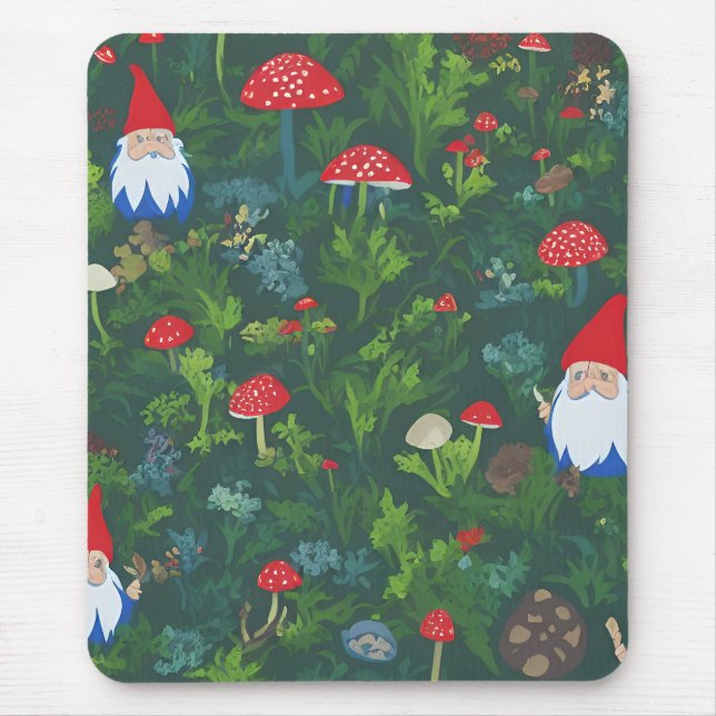 Rote Cap Pilze und Gnome Mousepad (Vorne)