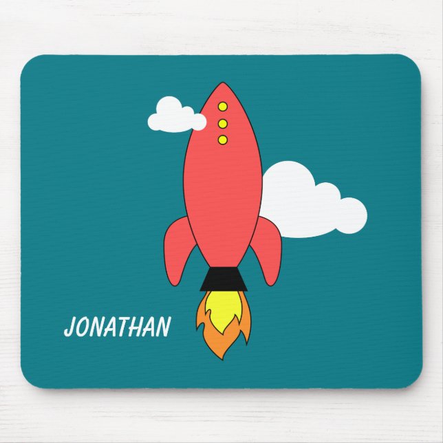 Rote Cartoonrakete Mousepad (Vorne)
