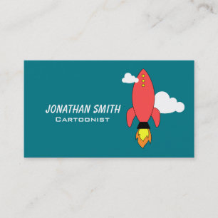 Rote Cartoonrakete Visitenkarte