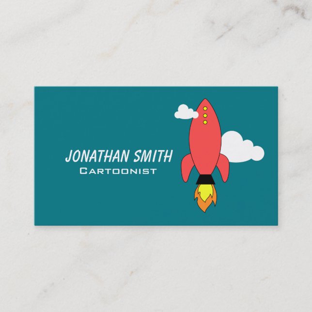 Rote Cartoonrakete Visitenkarte (Vorderseite)