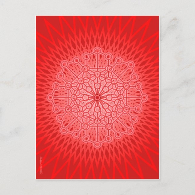Rote Chakra Mandala-heilige Geometrie Postkarte (Vorderseite)