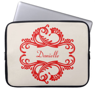 Rote Chic-Damaskus-Laptoptasche Laptopschutzhülle
