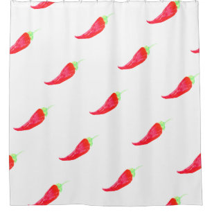 Rote Chili handgemalte Wasserfarbe Paprika Duschvorhang