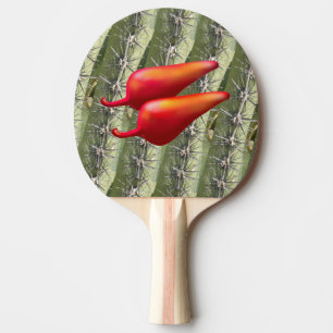 Rote Chili Paprika Kaktus Ping Pong Schläger Tischtennis Schläger
