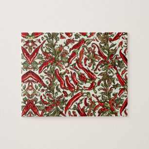 Rote Chili Paprika Vintage Muster