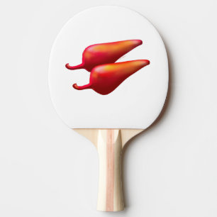 Rote Chili Paprika weiße Ping-Pong-Schläger Tischtennis Schläger