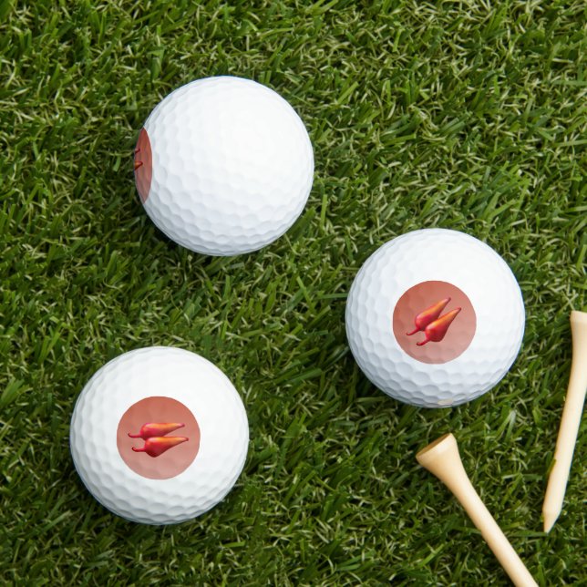 Rote Chili Paprikaschoten Wert Golfbälle 3 PK (Insitu Gras)