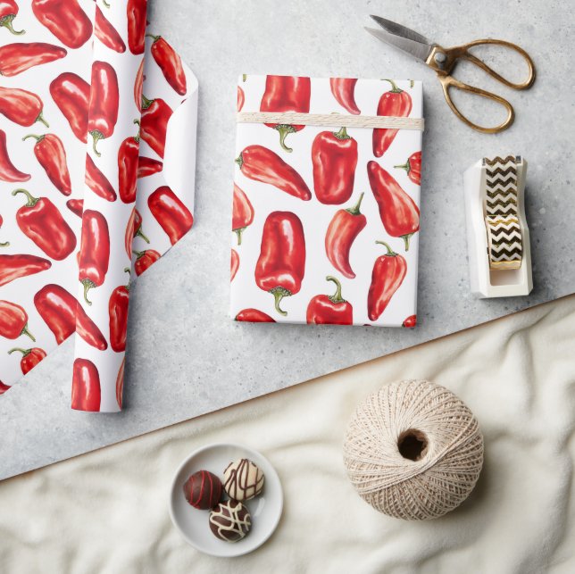 Rote Chili-Schoten Geschenkpapier (Kunsthandwerk)