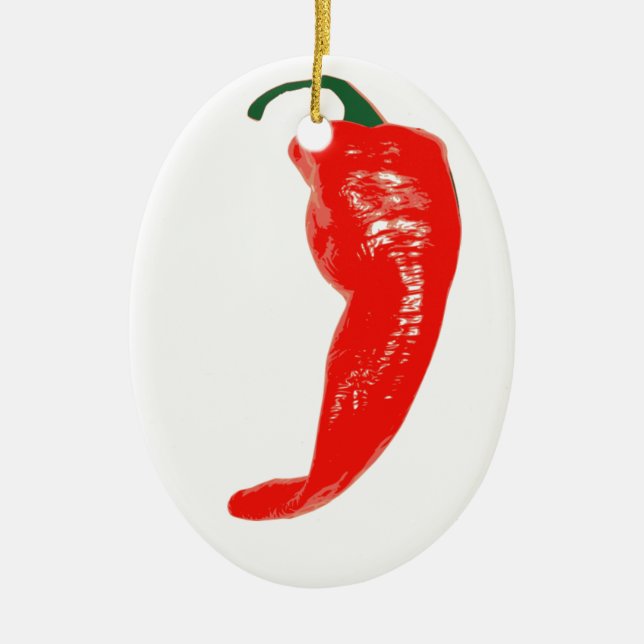 rote Chilipfeffer Weihnachtsverzierung Keramikornament (Vorne)