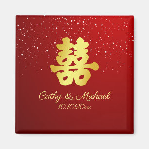 Rote chinesische Hochzeit Schneeflocke doppeltes G Magnet