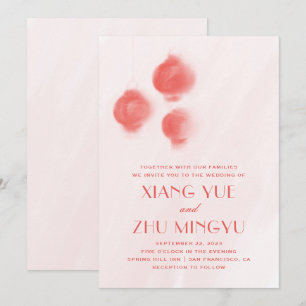 Rote chinesische Laternen. Hochzeit ostasiatischer Einladung