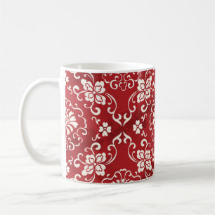 Rote chinesische Spiralen-Blumen Hintergrund. Kaffeetasse