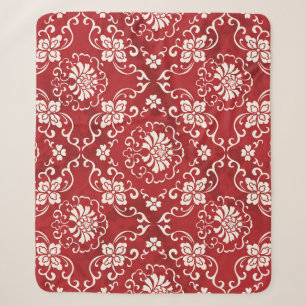 Rote chinesische Spiralen-Blumen Hintergrund. Sherpadecke