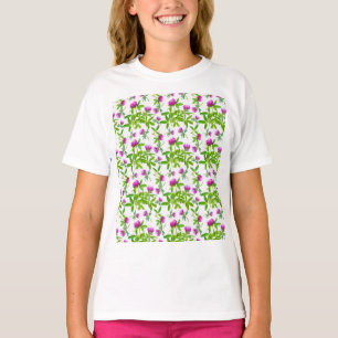 Rote Clovers mit grünen Blätter T-Shirt