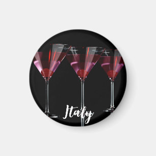 Rote Cocktails in Martini Glas mit Kirsche Magnet