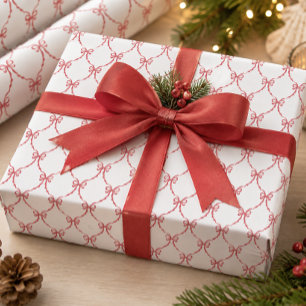 Rote Coquette Frohe Weihnachten Schleifen Geschenkpapier