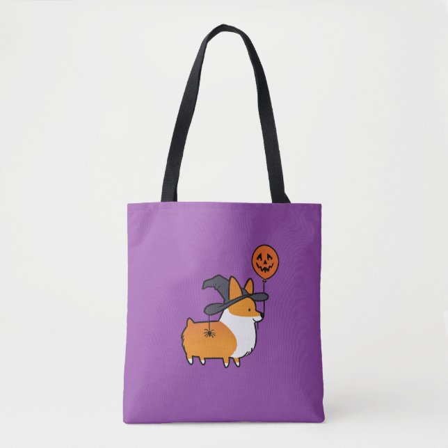 Rote Corgi-Halloween-Tasche Tasche (Vorderseite)