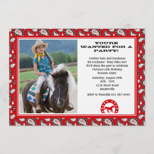 Rote Cowboybandana-Foto-Einladung Einladung