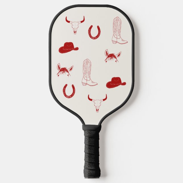 Rote Cowgirl Austin, Texas Pickleball Schläger (Vorderseite)