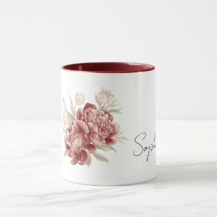 Rote Creme Blumen Tasse