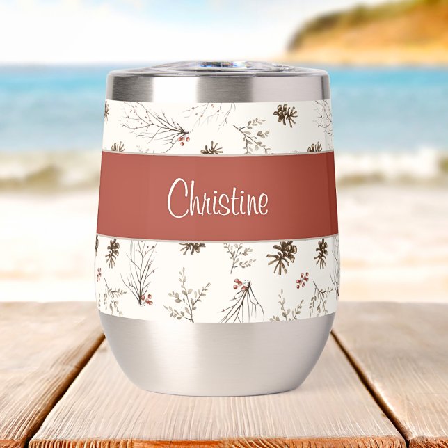 Rote Creme Boho Aquarell Wald Custom Name (Von Creator hochgeladen)