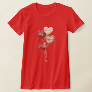 Rote Creme-Herzballons Liebe Freude T-Shirt
