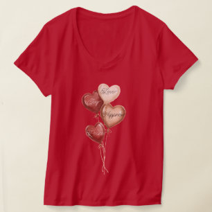 Rote Creme-Herzballons Liebe Freude T-Shirt