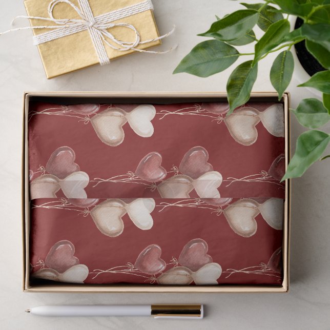 Rote Creme-Herzballons Liebe  Seidenpapier (Geschenk)