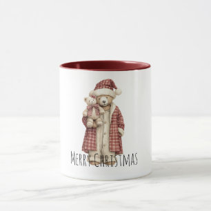 Rote Creme Weihnachts-Teddybären Tasse