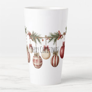 Rote Creme-Weihnachtsdekorationen Milchtasse