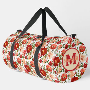 Rote Creme Weiße Pflaumen Rose Blumenstrauß Duffle Bag