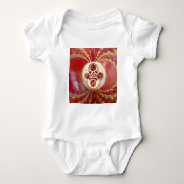 Rote Cricket Bälle Abstrakte Art Print Design Baby Strampler (Vorderseite)