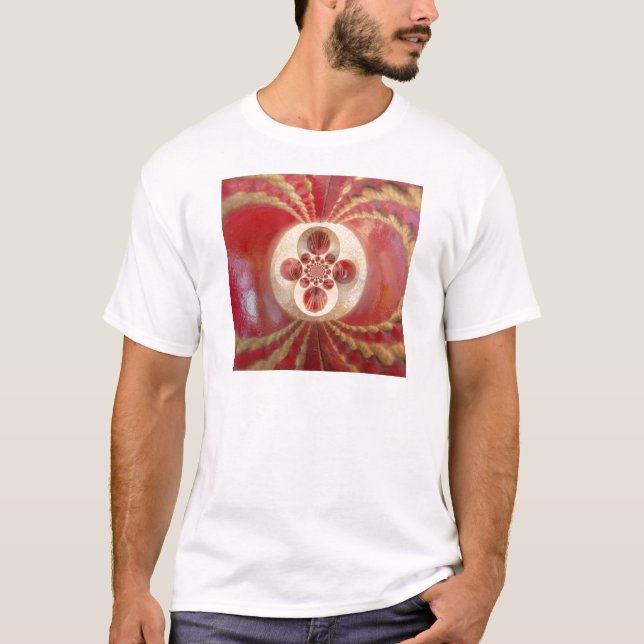 Rote Cricket Bälle Abstrakte Art Print Design T-Shirt (Vorderseite)
