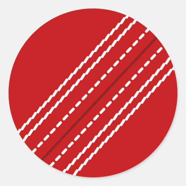 Rote Cricketballkleber | Mit Text anpassbar Runder Aufkleber (Vorderseite)