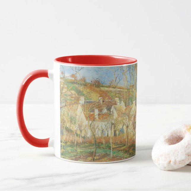 Rote Dächer, Dorfecke, Winter durch Pissarro Tasse (Mit Donut)