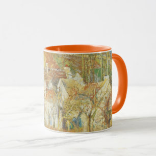Rote Dächer, Ecke eines Dorfes, Winter von Pissarr Tasse