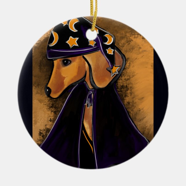 Rote Dackel Keramik Ornament (Vorne)