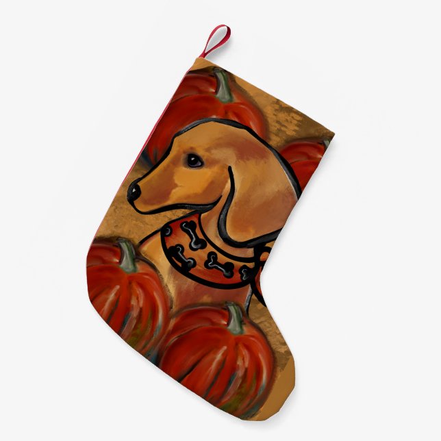 Rote Dackel Kleiner Weihnachtsstrumpf (Vorderansicht (hängend))