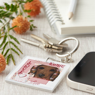 Rote Dackel Schlüsselanhänger